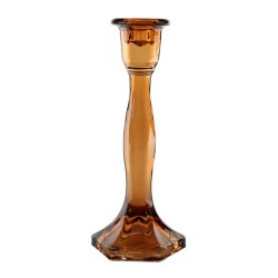 Valencia Honey Brown Glass Candlestick 23cm - GL211