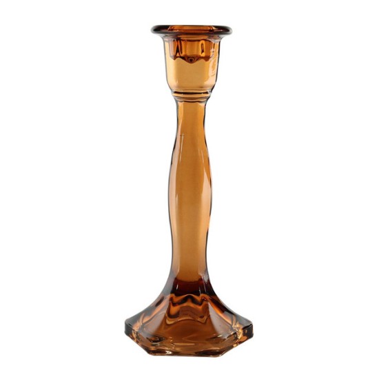 Valencia Honey Brown Glass Candlestick 23cm - GL211