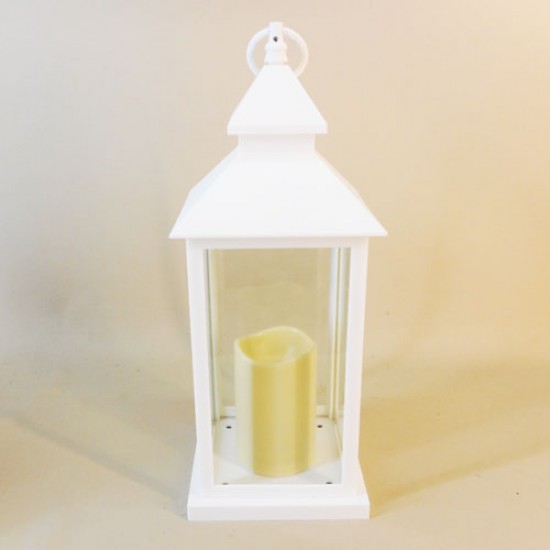 White Lantern with LED Candle 38.5cm - LAN005 8A