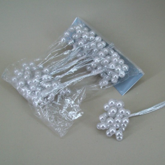 10mm Pearl Branches White and Silver - CRY030