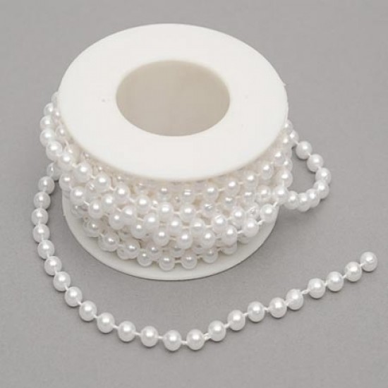 6mm White Pearls on 5m Roll - PEA103