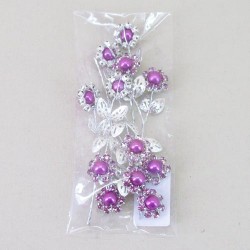 Vintage Diamante Flower Picks Amethyst (6 pack) - CRY043