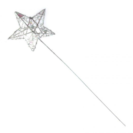 Glitter Star Fairy Wand White Iridescent - WAN005