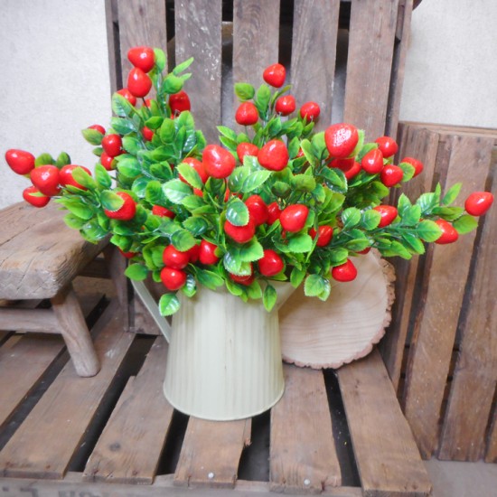 Mini Artificial Strawberry Stems 42cm - STR004 JJ2