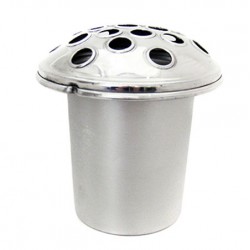 Silver Zinc Grave Pot with Silver Domed Lid 5.5 inches- GP004