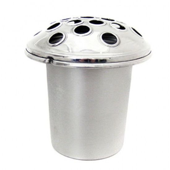 Silver Zinc Grave Pot with Silver Domed Lid 5.5 inches- GP004