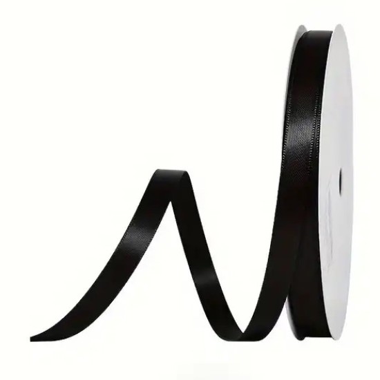 10mm Double Sided Satin Ribbon Black - DSR019