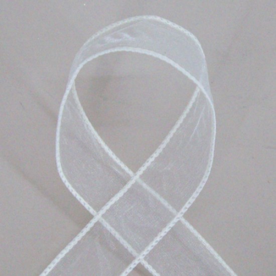 Wired Organza Ribbon Ivory - RIB021