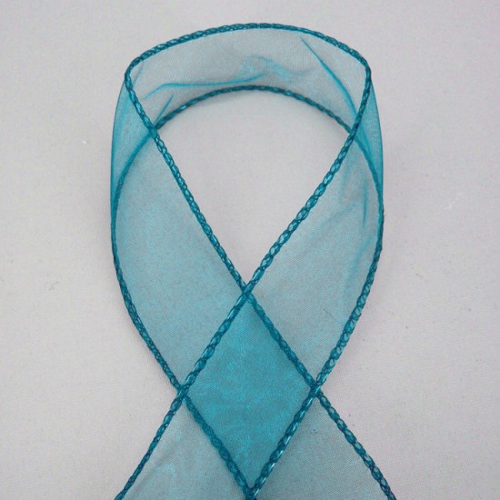 Wired Organza Ribbon Teal Blue - RIB026 Wired Organza Ribbon Teal Blue - RIB026