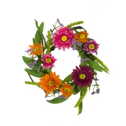 Artificial Flowers Candle Ring Gerberas and Daisies 28cm - G078 E3