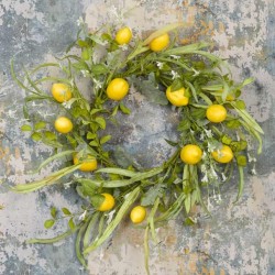 Artificial Lemons Wreath with Flowers 58cm - LEM504 LL4