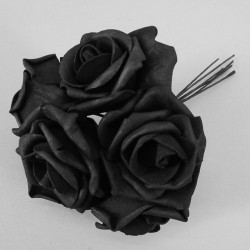 Colourfast Cottage Foam Roses Bundle Black with Black Stems 6 Pack - R339a U2