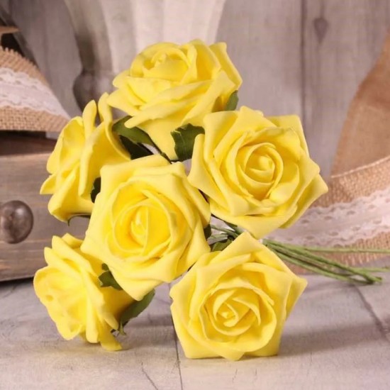 Colourfast Cottage Foam Roses Bundle Lemon Yellow 6 Pack 24cm - R270 U2 Colourfast Cottage Foam Roses Bundle Lemon Yellow 6 Pack 24cm - R270 U2