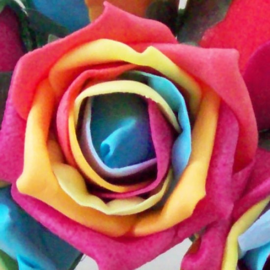 Colourfast Cottage Foam Roses Bundle Rainbow 6 Pack 24cm - R496 T2