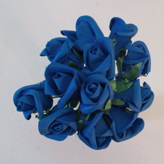 Colourfast Foam Rose Buds Royal Blue 12 pack 18cm - R362
