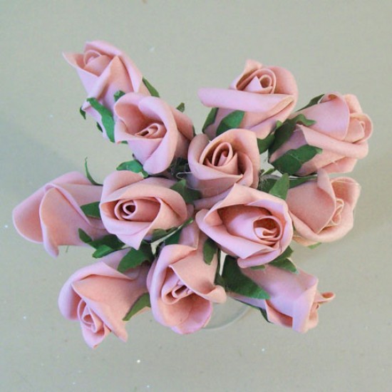 Colourfast Foam Rose Buds Vintage Pink 12 pack 18cm - R683 U3