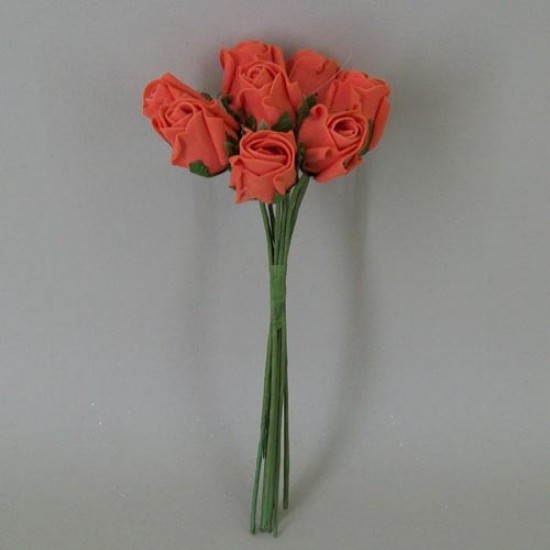 Colourfast Foam Rose Buds Orange 8 pack 20cm - R360 BX4