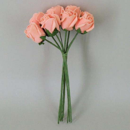 Foam Rose Buds Apricot 8 pack 20cm - R359 BX9