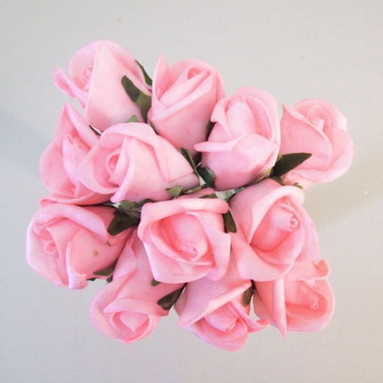 Colourfast Foam Rose Buds Rose Pink 12 pack 18cm - R716 U3