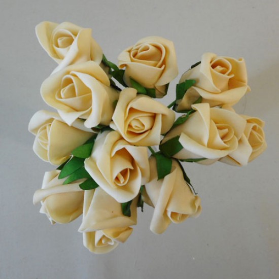 Colourfast Foam Rose Buds Champagne 12 pack 18cm - R631 t3 Colourfast Foam Rose Buds Champagne 12 pack 18cm - R631 t3