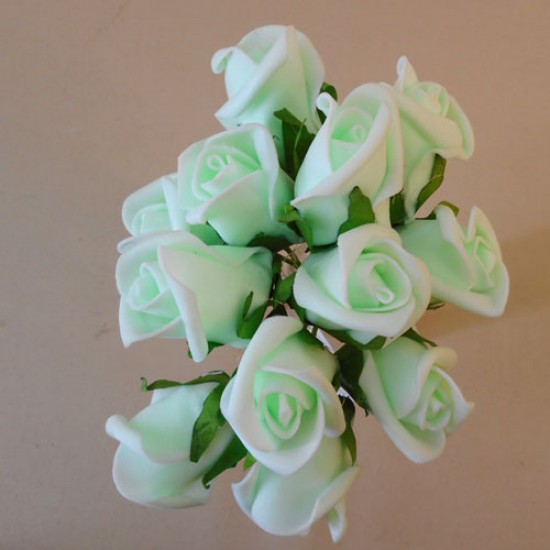 Colourfast Foam Rose Buds Mint Green 12 pack 18cm - R634 U2
