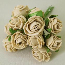 Tiny Foam Roses Bunch Colourfast Coffee 11cm - R372 GS1C