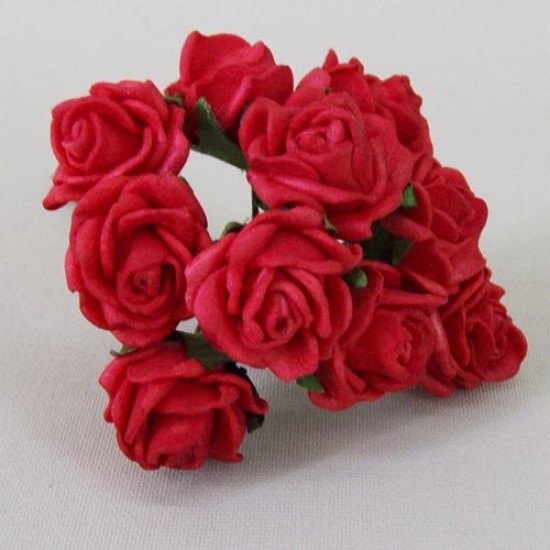 Tiny Foam Roses Bunch Red 11cm - R375 BX16