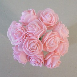 Mini Princess Foam Roses Bunch Baby Pink x 12 10cm - R681 S2