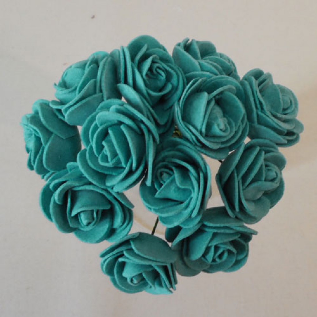 Mini Princess Foam Roses Bunch Teal x 12 10cm | Foam Flowers