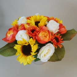 Artificial Flowers Filled Grave Pot Sunflowers - AG019