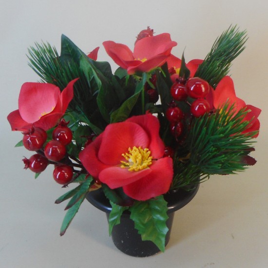 Christmas Grave Pot Red - AG048 BC