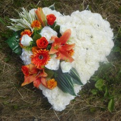 Funeral Heart Orange Artificial Flowers 50cm - AF009