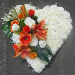Funeral Heart Orange Artificial Flowers 50cm - AF009