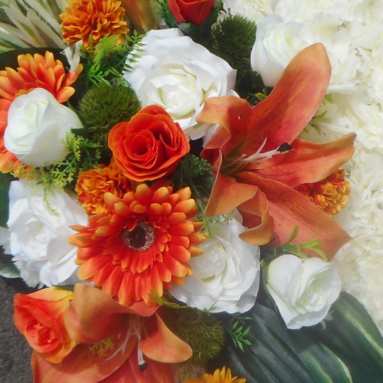 Funeral Heart Orange Artificial Flowers 50cm - AF009