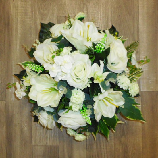Silk Flower Funeral Posy Cream White - AF019