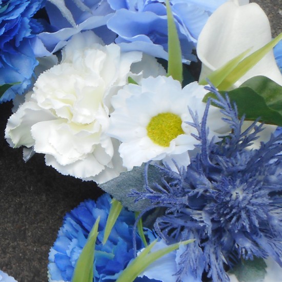 Funeral Wreath Blue Artificial Flowers 42cm - AF006