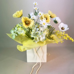 Cottage Garden Poppies Artificial Flowers Hand Tied Bouquet - ABV083