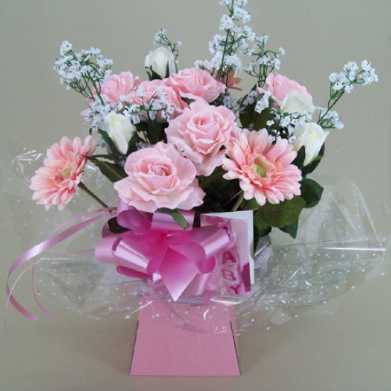 Silk Flowers Gift Bouquet - It's a Girl - BBV007