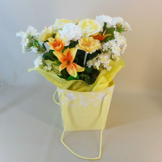 Artificial Flowers Bouquet Lemon Meringue (complete with Flower Vase) - ABV011