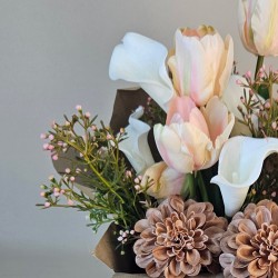 Peaches and Cream Artificial Flowers Hand Tied Bouquet - ABV082