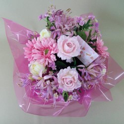 Artificial Flowers Bouquet Raspberry Delice (complete with Flower Vase) - ABV012
