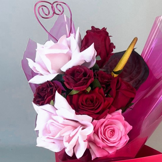 Red Temptation Artificial Flowers Hand Tied Bouquet - ABV090