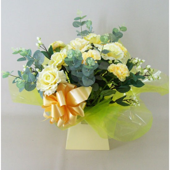 Silk Flowers Gift Bouquet - Sherbet Lemon - BBV015a