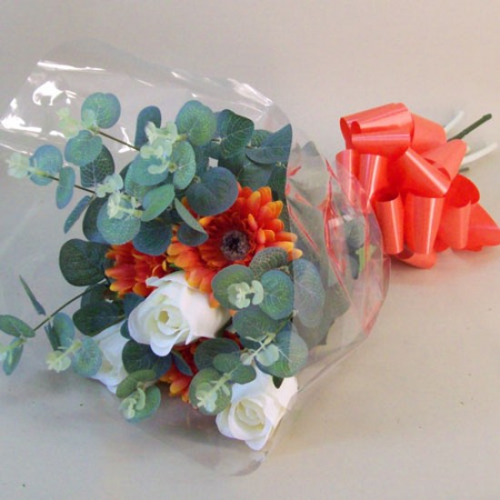 Silk Flowers Gift Bouquet Orange Sensation Silk Rose and Gerbera - ABV029
