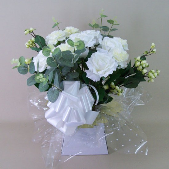 Silk Flowers Gift Bouquet - White Meringue - BBV018