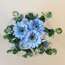 Silk Flowers Gift Bouquet Roses and Gerberas Blue - ABV043