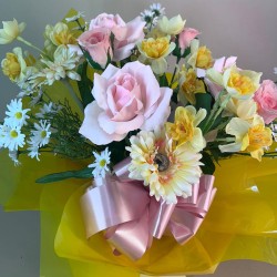 Silk Flowers Hand Tied Bouquet Spring Cheer - ABV003