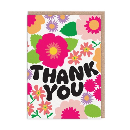 Thank You Bold Flowers Greeting Card (A6) - CARD002 