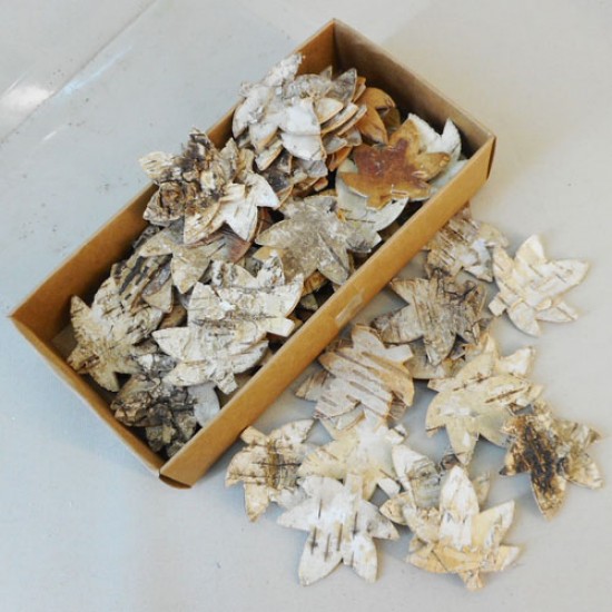 Box of Birch Bark Maple Leaves - BIR004