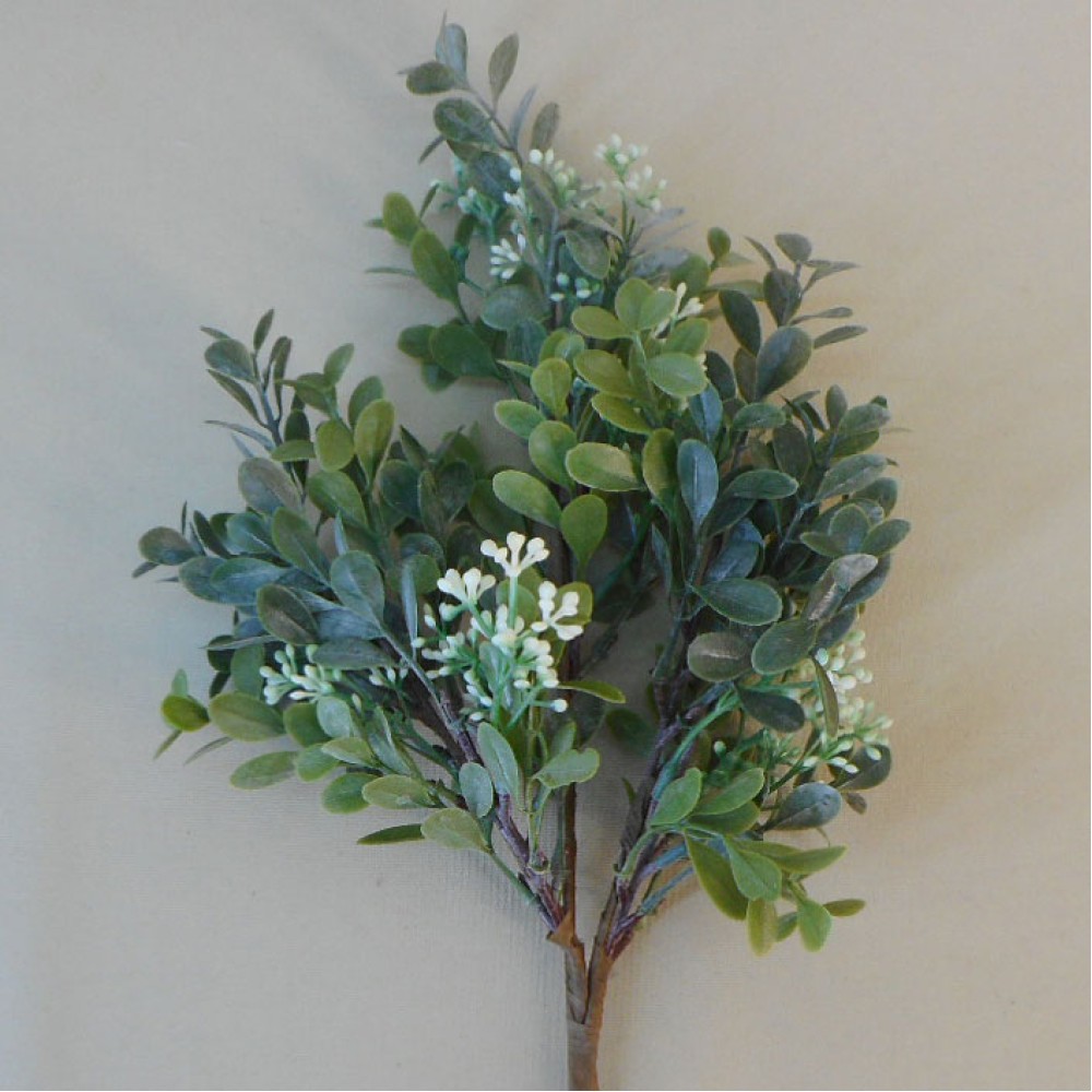Artificial Boxwood Plants with White Buds 39cm Artificial Flowers